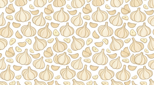 Hand-drawn garlic pattern isolated