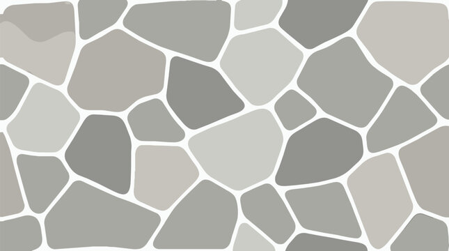 Seamless tile pattern of irregular natural stone pavers in warm gray and beige tones with white grout lines, organic mosaic texture for flooring, patio, garden background design vector illustration