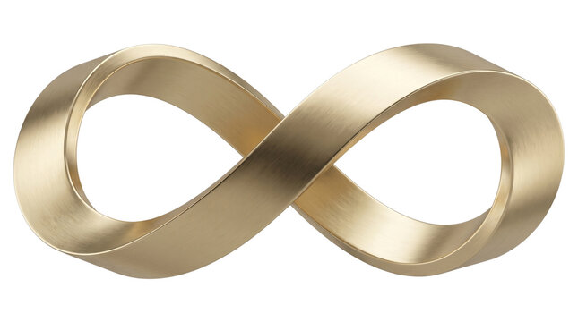brushed gold metal infinity symbol isolated on transparent background png
