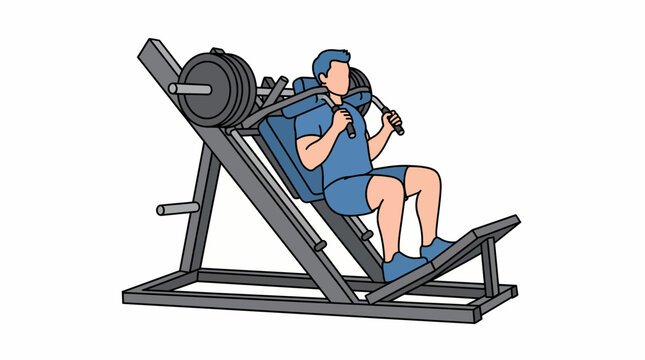 A person using a squat machine with weights attached for a workout