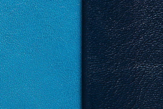 Two Tone Blue Leather Texture Background Macro