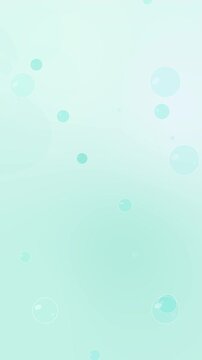 Floating bubbles motion graphic loop in soft mint green texture background