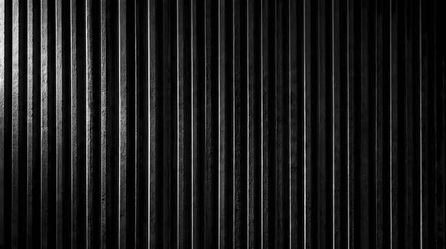 A sequence of parallel vertical ridges creates a rhythmic pattern across the dark industrial surface representing heavy architectural construction materials used for building massive protective