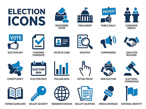 Election icons collection for voting and political campaign infographics