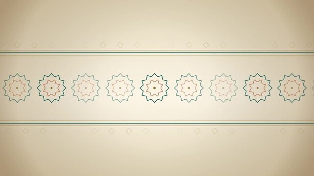 Ivory and gold Islamic geometric band pattern animated seamless loop 4K