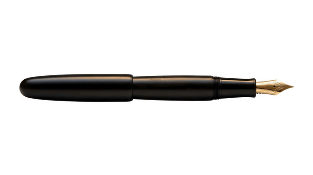 Elegant sleek black retractable pen with fine nib detail, concept for professional financial statement signing, audit documentation and corporate compliance