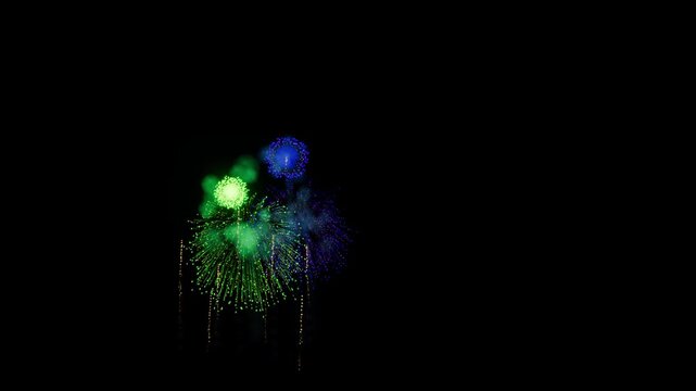 Sierra Leone Flag Color Fireworks Right Copy Space 3D Animation