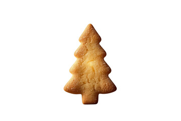 Fototapeta premium Christmas tree shaped gingerbread cookie with golden baked surface