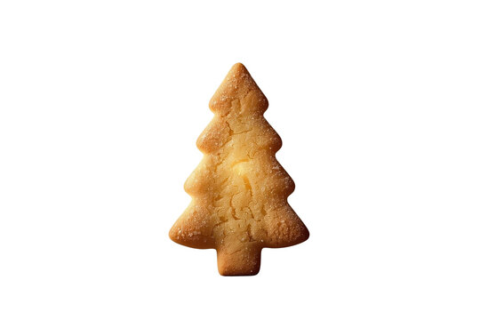 Christmas tree shaped gingerbread cookie with golden baked surface