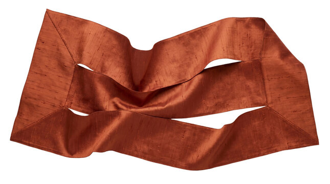 Rust orange raw silk fabric ribbon isolated on transparent background png