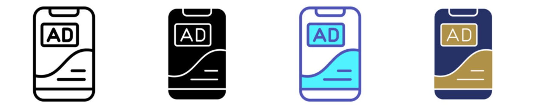 Mobile Phone Ad Icon Set Multiple Style Collection