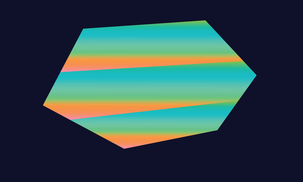 Abstract Colorful Geometric Polygon Shape with Vibrant Gradient Isolated on Dark Background