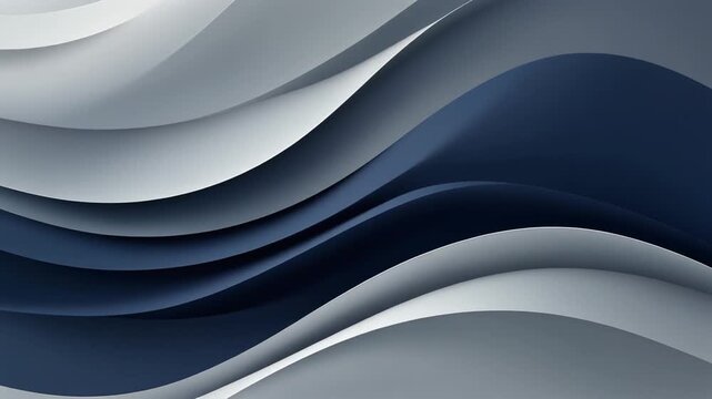 Elegant blue and gray abstract wave background design featuring smooth flowing curves and modern layered paper cut effect
