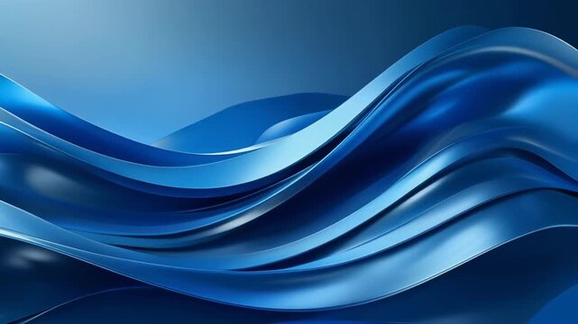 Dynamic blue abstract background featuring smooth flowing waves with glossy reflections and modern design