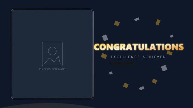 Congratulations Excellence Achieved Motion Graphics Video Template with Image Placeholder Frame