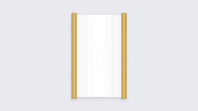 Animated Paper Scroll Opening to Reveal Congratulations Message with a Golden Star on White Background