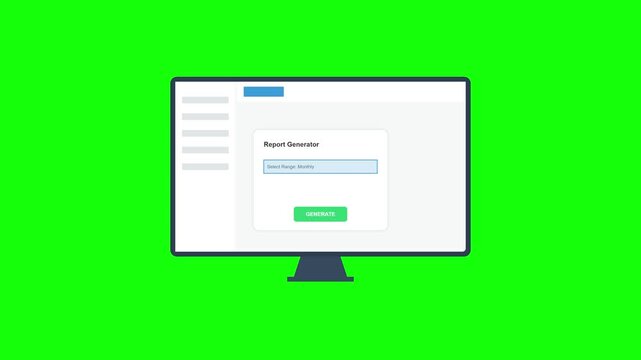 Animated Website Interface with Registration Form on Computer Screen Chroma Key.