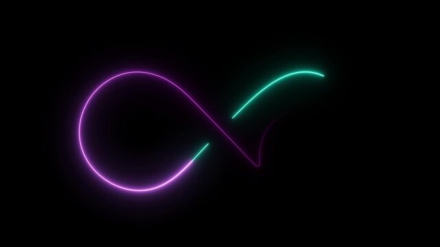 Abstract swirling neon lines in purple and cyan creating a dynamic organic shape on black
