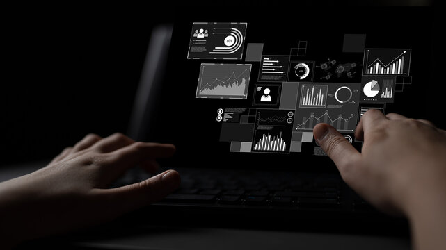 Data insights, charts, and analytics help visualize performance. Data drives strategy, analytics enhances growth, and data improves business outcomes through analytics. Latch