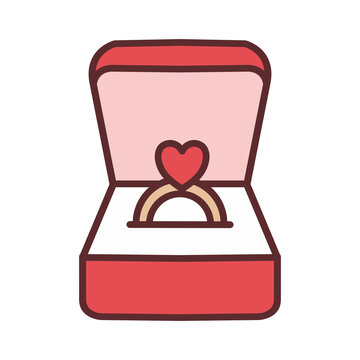 Diamond Engagement Ring in Open Gift Box Vector Illustration for Wedding Proposal Concept