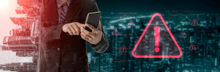 Cybersecurity alert warning showing red cyber for data breach, network threat, and cyber security system vulnerability with emphasis on security risk, caution, digital protection Vouch © InfiniteFlow