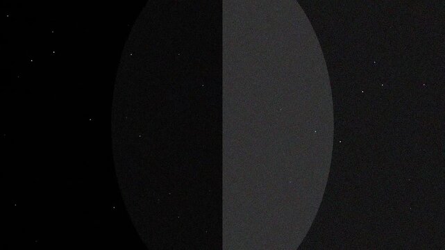 Abstract cosmic background featuring grainy celestial planet and sparkling stars in dark space void