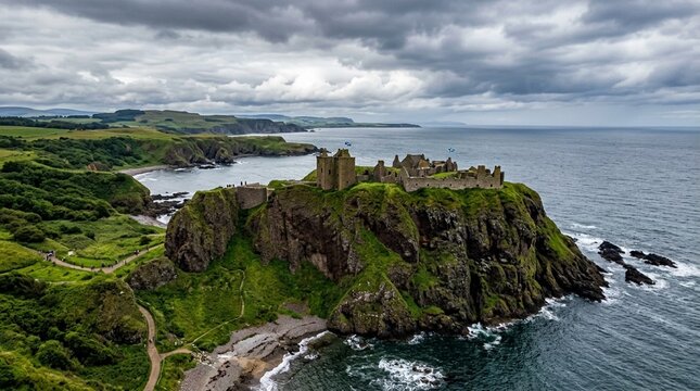 Ancient castle on a rocky coastal cliff