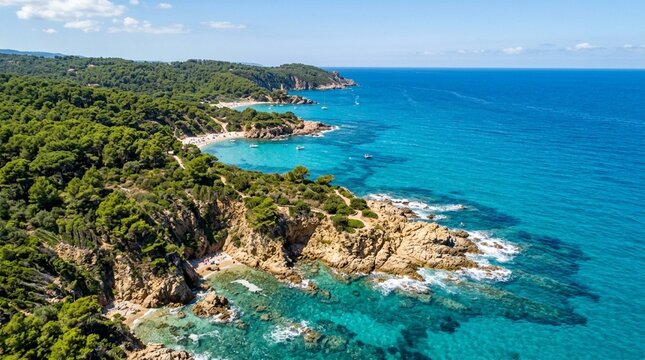 Tropical beach with cliffs and turquoise ocean