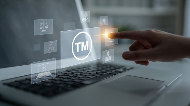 Trademark protection and legal compliance with TM icon, copyright law, patent check, intellectual property rights, and branding regulation enforcement Latch