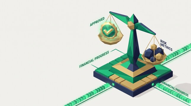 3D isometric low poly automated credit scoring risk analytics engine
