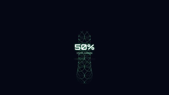 Futuristic Loading Bar with 50 Percent Progress and Geometric Design on Dark Background