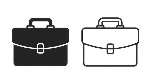 Simple black and white briefcase vector icons