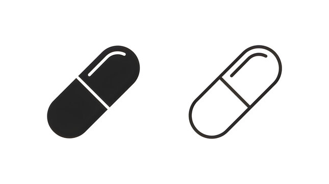 Black and white capsule pill icons