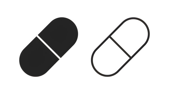 Black and white capsule pills icon