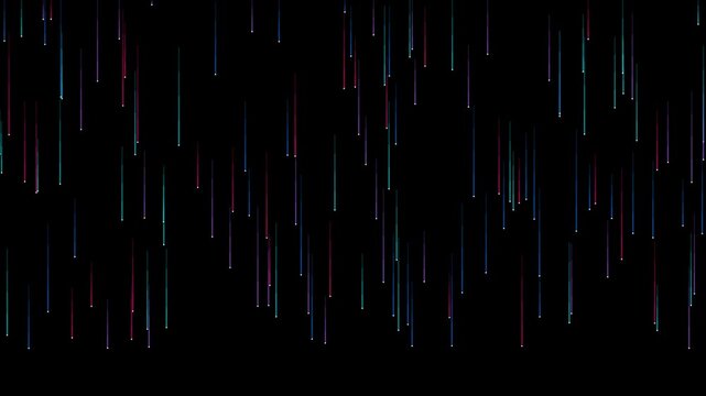 Colorful Falling Lines Motion Graphic on Black Background