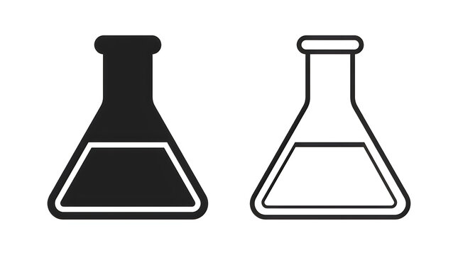 Two laboratory erlenmeyer flasks icon