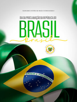 Brasil Dia da Proclama&ccedil;&atilde;o da Rep&uacute;blica Post Card Insta Template Banner