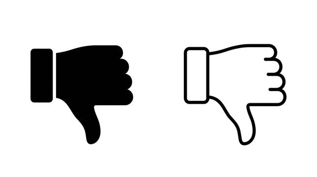 Downvote hand icon in black and white