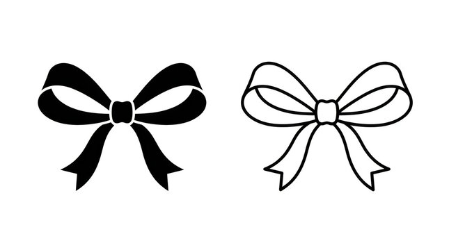 Simple black and white bow vector icons