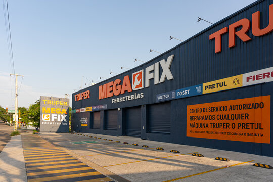 Fix hardware store facade, by Mexican company Truper, featuring Mega Fix sign. Jalisco, Mexico, July 20, 2026.