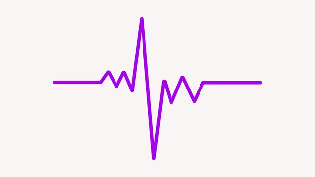 Vibrant purple electrocardiogram line on a light background representing a life pulse