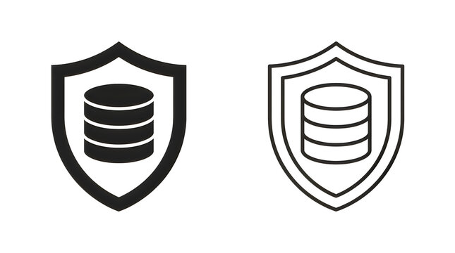 Secure database shield icons with different styles