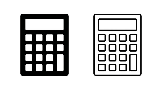 Simple black and white calculator icons