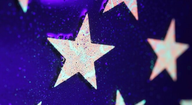Abstract Star Patterns Under Ultraviolet Light with Subtle Bubbles