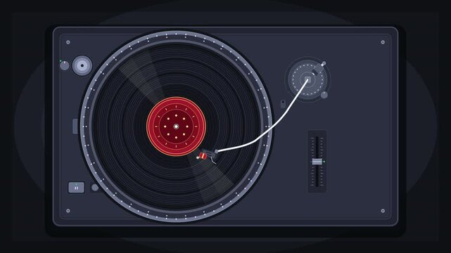 Pixel art turntable playing vinyl record loop animation