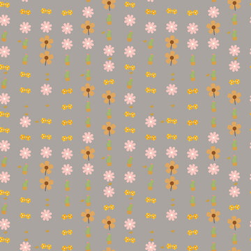 Stylized floral and cactus pattern