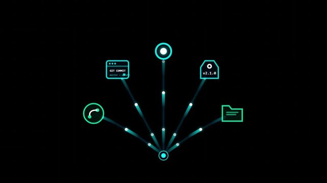 Digital network connection concept with software development icons
