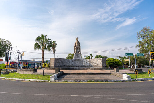 King Coliman monument by Juan Fernando Olaguibel, Government of Colima heritage. Colima, Mexico, July 20, 2026.
