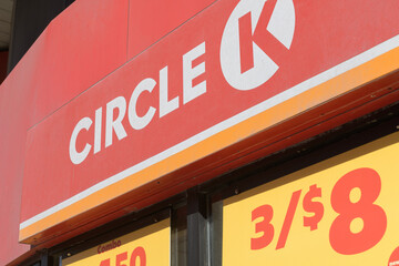 Obraz premium sign outside Circle K, a Convenience store chain, located here at 801 Mount Pleasant Rd, northeast corner at Eglinton E, Toronto