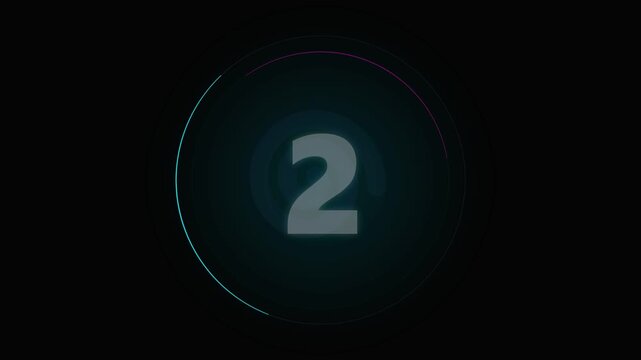 Glowing countdown number two on dark background